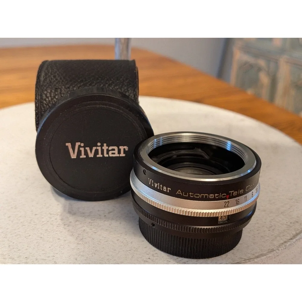 VIVITAR AUTOMATIC TELE CONVERTER 2X-1 CAMERA LENS with Leather Case